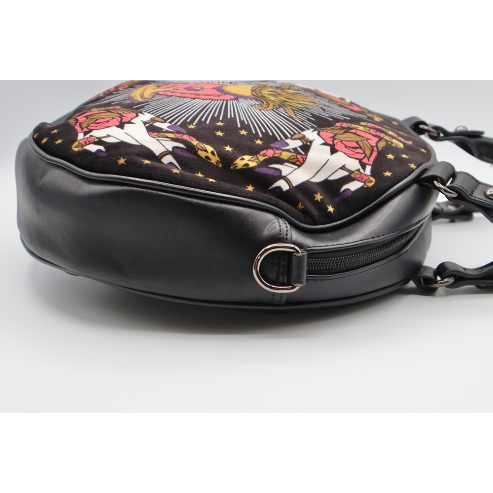 Banned Alternative Round Satchel Bag Gothic Tattoo Art Sacred Heart Roses - Picture 10 of 10